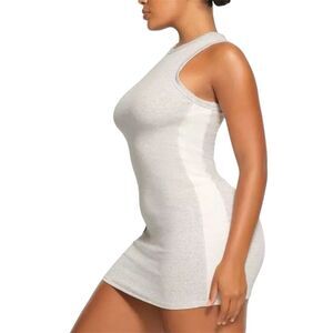 SKIMS Gray and White Mini Dress